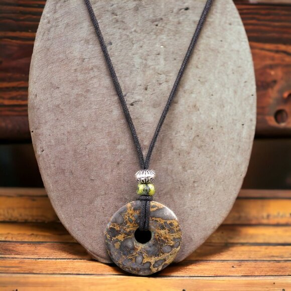 Leopard Skin Jasper Gemstone Pendant Necklace | Handmade - Picture 3 of 4